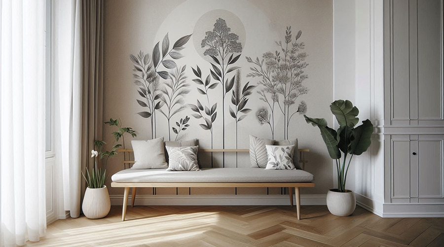 botanical prints on the wall