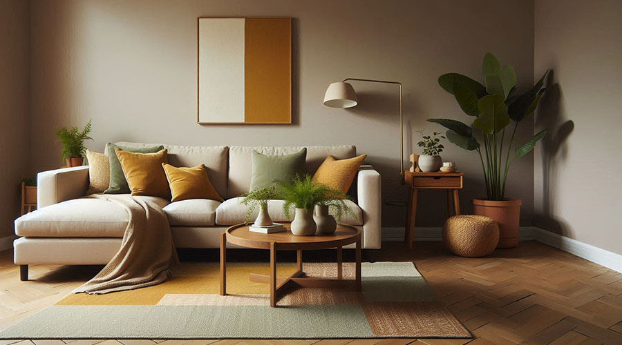 a living room with a consistent color palette 