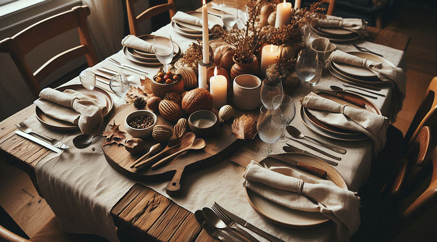 Minimal Thanksgiving table setting