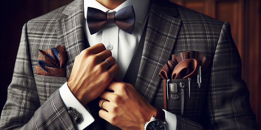 Men's suit accessories: ties, cufflinks, pocket squares