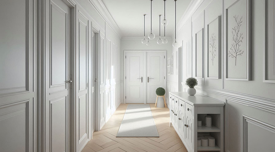 a neat hallway in white color