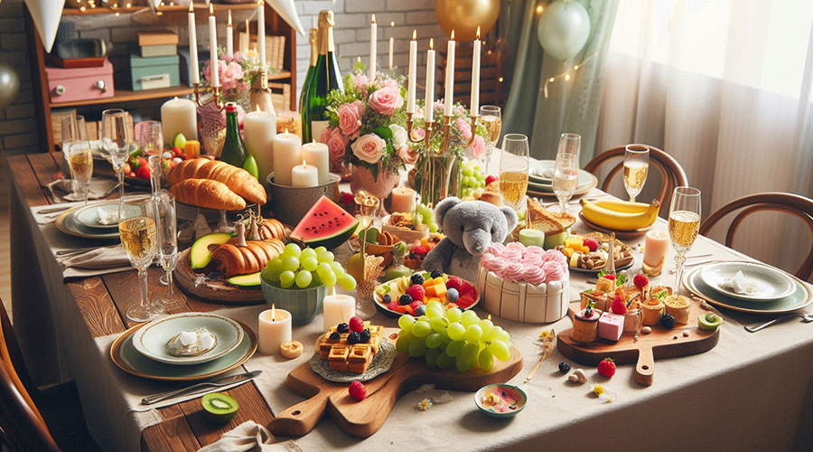 a table organized for a house party