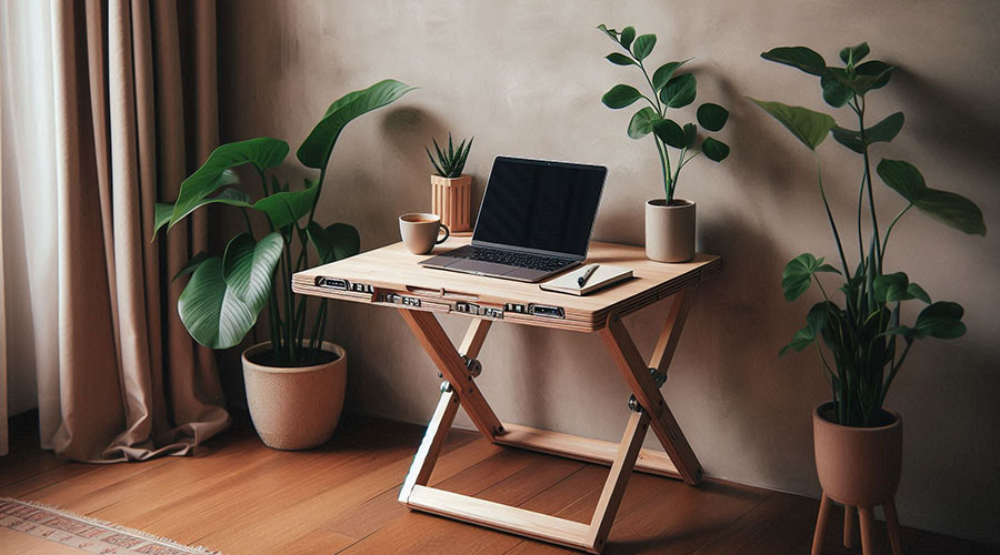 Space-saving foldable desk for home office or small living space