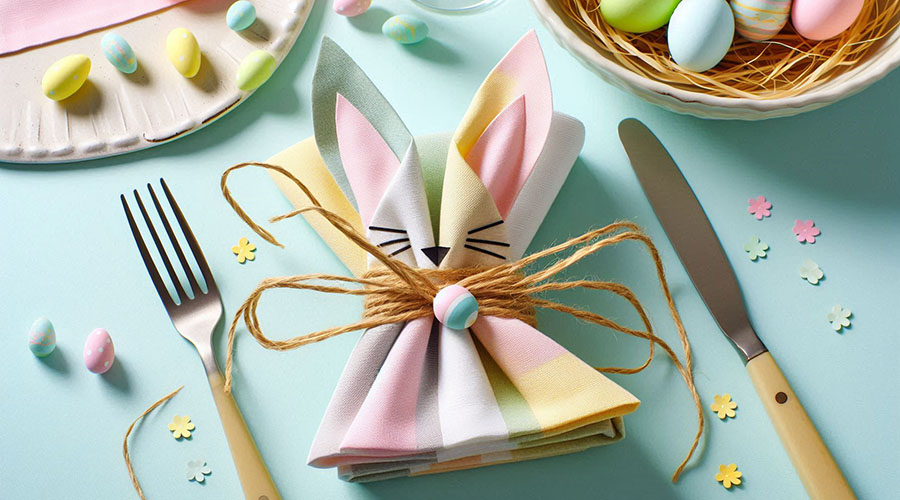 folded Easter bunny napkin