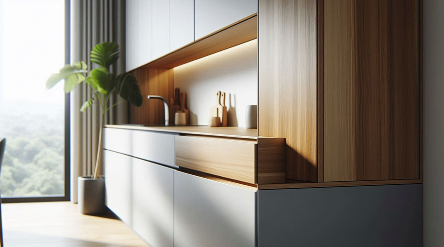 Modern kitchen cabinets with no handles