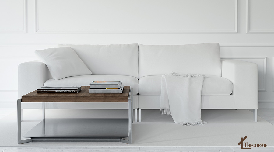 a white couch in a minimal style