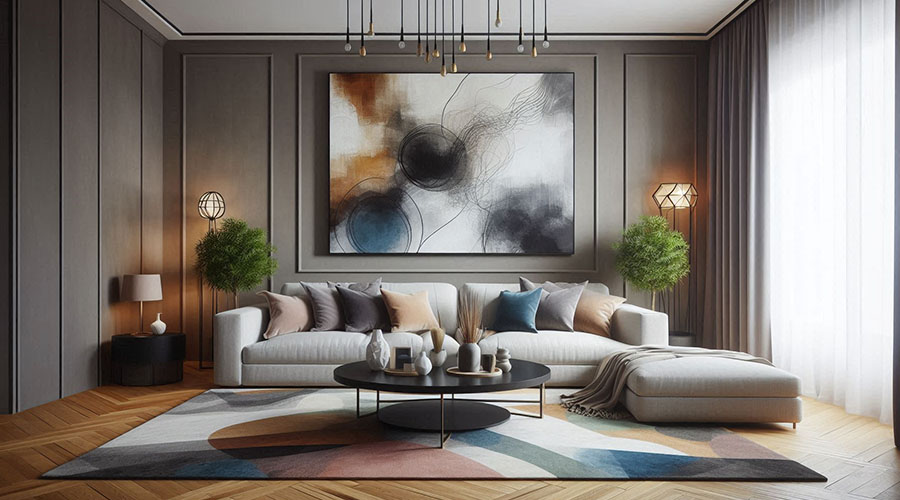 Abstract painting in a modern living room